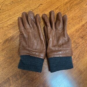 Wool and faux leather gloves